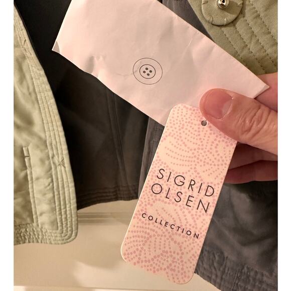 Reversible Bomber Jacket 100% Silk Magnetic Snap, Herbal Green Gray, 10 - Picture 13 of 13